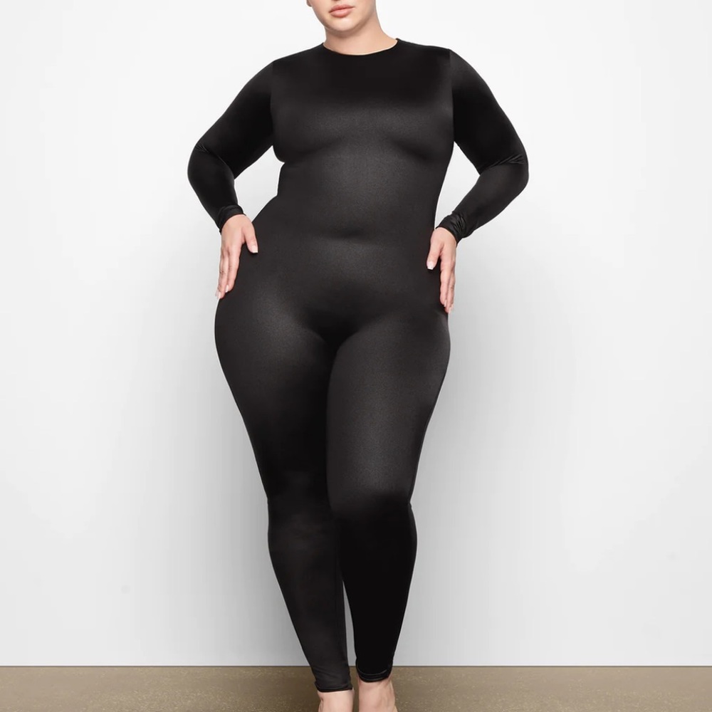 Skims all in one shine crew neck long sleeve catsuit